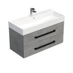 Koupelnová skříňka s černou úchytkou a umyvadlem SAT Cube Way 100x53x46 cm beton mat CUBE46C1002BESAT CUBE46C1002BESAT