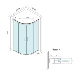 Bruckner - BORG čtvrtkruhová sprchová zástěna 900x900x1950 R550, čiré sklo 751.090.1