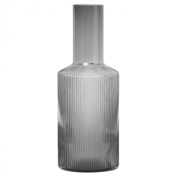 Ferm LIVING Skleněná karafa Ripple Smoked grey 900 ml, šedá barva, sklo