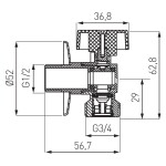 NOVASERVIS - Pračkový rohový ventil se zpětnou klapkou 1/2"x3/4" CF3016