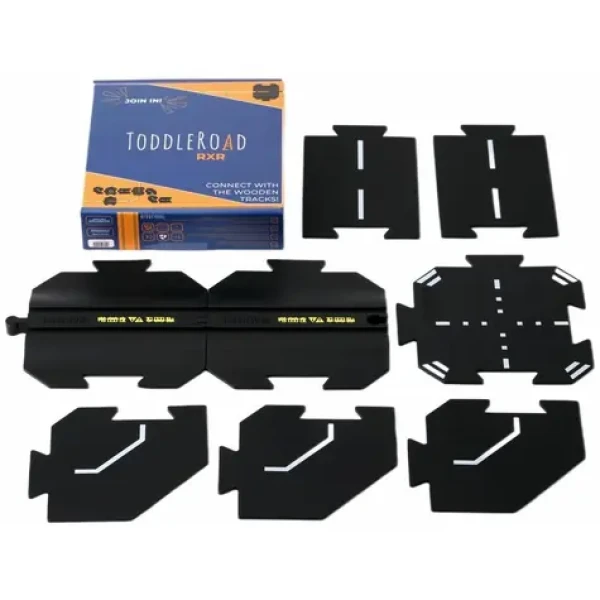 TODDLEROAD 2201 ŽELEZNIČNÍ PŘEJEZD S DOPLŇKY - flexibilní silnice - 8 silikonových puzzle dílů