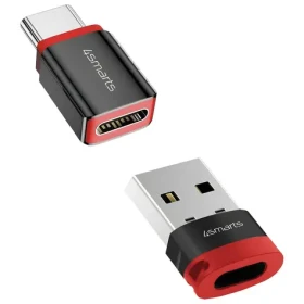 4smarts Data Blocker USB-C na USB-A a USB-C černá / Adaptér / blokace přenosu dat / 2 ks / max. 3 A (541615)
