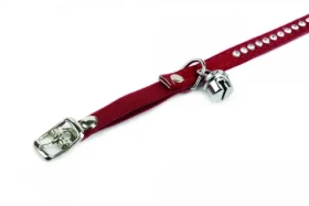 Beeztees Obojek pro kočky SWAROVSKI červený 24 - 30 cm x 10 mm