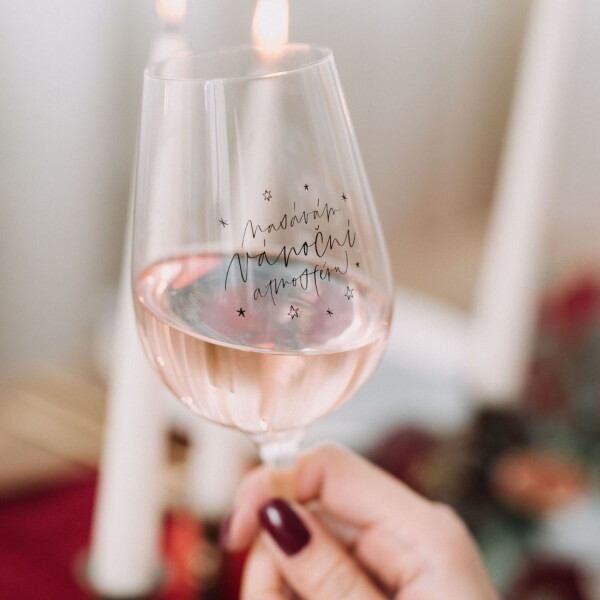 Bella Rose Sklenice na víno Nasávám vánoční atmosféru, čirá barva, sklo, 350 ml