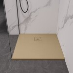 CERANO - Sprchová vanička čtvercová Pablo - SMC/minerální kompozit - strukturovaná ivory - 90x90x3 CER-481387