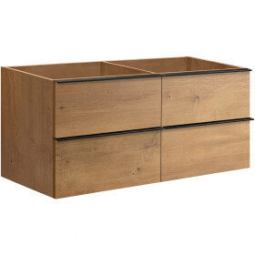 CERANO - Koupelnová skříňka pod umyvadlo s úchytkou Velora - dub medový, černá úchytka - 158x53x46,5 CER-665122