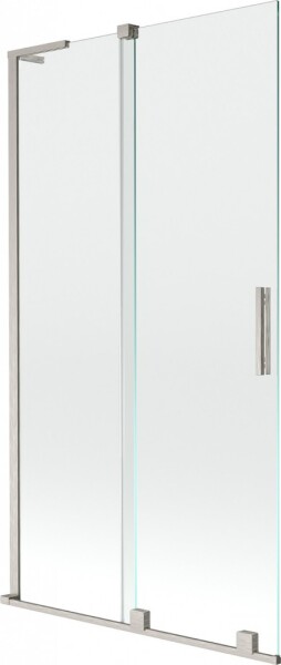 MEXEN/S - Velar L dvoukřídlá posuvná vanová zástěna 100 x 150, transparent, nikl kartáčovaný 896-100-003-01-97
