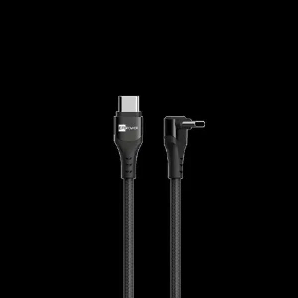 ER POWER Cobra USB-C/USB-C kabel černá / Kabel / PD 100W / úhlový konektor 90° / nylonový opletenec (ERPW2CSC-BK)
