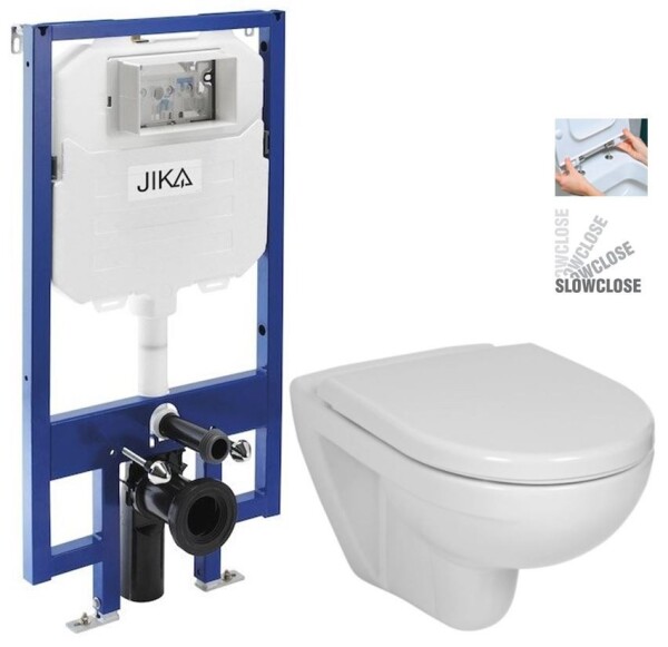 JIKA předstěnový instalační 8 cm systém bez tlačítka + WC JIKA LYRA PLUS + SEDÁTKO DURAPLAST SLOWCLOSE H894652 X LY5