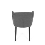 Židle jídelní, snadno čistitelná šedá látka, černý matný lak, kovové nohy