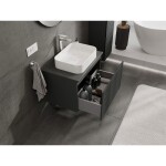 MEXEN/S - Rivel koupelnová skříňka pod umyvadlo 70 cm s deskou, 1 šuplík, reliéf , grafit mat 91A20-07047-1-BFC66