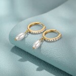 Stříbrné náušnice s perlou Enya Gold, stříbro 925/1000, Bílá