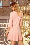 Dámské šaty s plisovanou sukní 228-1 Pudr růžová - Numoco S