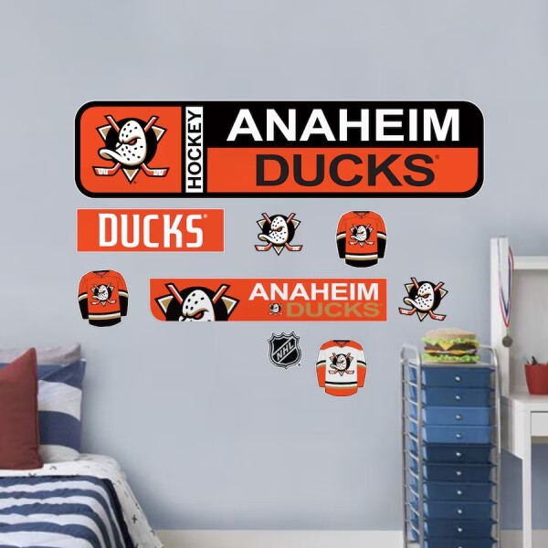 Mustang Drinkware Samolepky na Stěnu Anaheim Ducks NHL Repositionable Street Signs Wall Decal Set