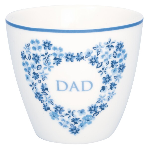 GREEN GATE Latte Cup Dad Heart Blue 300 ml, modrá barva, porcelán 300ml