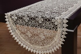 DumDekorace Oválný krajkový ubrus béžový Šířka: 50 cm | Délka: 100 cm