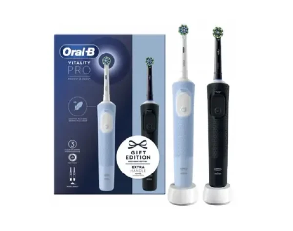 Oral-B Vitality Pro D103 Duo černá/modrá / Elektrický zubní kartáček / Oscilační / 3 režimy čištění / 2 rukojeti (4210201446514)