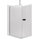CERANO Sprchová zástěna Walk-in Onyx Top Round L/P - 8 mm - kulatá vzpěra - černá matná, mléčné sklo - 160x200 cm