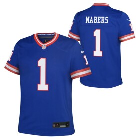 Nike Dětský dres New York Giants NFL Malik Nabers #1 Game Throwback Modrá (YOUTH)
