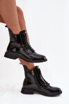 Lakované dámské kozačky z přírodní kůže D&A MR52-108 Černé 38