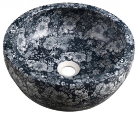 SAPHO - PRIORI keramické umyvadlo na desku, Ø 41 cm, modré květy PI038