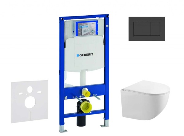 GEBERIT - Duofix Set předstěnové instalace, klozetu Gaia a sedátka softclose, tlačítko Sigma30, matná černá/černá SANI11CA5105