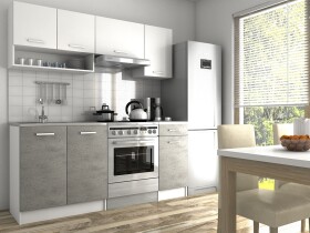 FRONTI Kuchyňská linka LUIZA II 180x120 - Bílá + beton