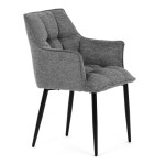 Židle jídelní, šedá vodoodpudivá látka, černý matný lak, kovové nohy