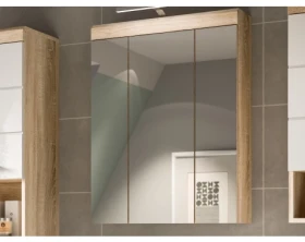 Koupelnová skříňka se zrcadlem Lambada, dub sonoma/bílá lesk