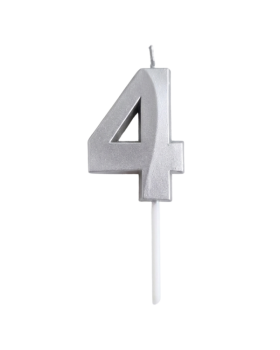 Dortisimo Svíčka s elegantním motivem číslo 4 stříbrná