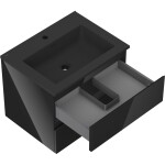 MEXEN/S - Orio koupelnová skříňka 60 cm s umyvadlem Otis, 2 zásuvky, černá lesk/černá mat 91A10-06047-2-BFF70-W18M71