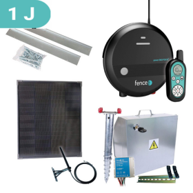Premium sada solární ohradník - Kompletní bezpečnostní schránka + 1J RF chytrý zdroj, panel 40 W