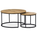 Set 2 ks stolků, MDF deska, dekor divoký dub, kovová podnož, černý lak