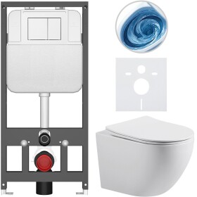 CERANO Kompletní WC set Basic/Cesso - bílá lesklá - WC tlačítko Maxio/Bílá - závěsné - předstěnová instalace - 49x36 cm - 8050BD85988