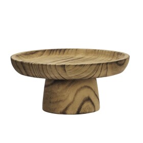 MADAM STOLTZ Dřevěný servírovací stojan Dark Natural Ø 30 cm, přírodní barva, dřevo,