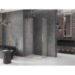 MEXEN/S - Velar L Duo sprchový kout, posuvné dveře 100 x 90, dekor, zlato 871-100-090-02-33-50