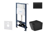 Kielle - Genesis New Set předstěnové instalace, klozetu Arkas I, Vortex Rimless+, sedátka softclose a tlačítka Gemini New III, matná černá 30528SS96