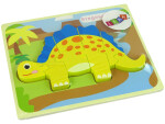 Mamido Dřevěné puzzle pro nejmenší dinosaurus žluté