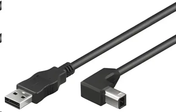 PremiumCord Kabel USB 2.0 A-B, zahnutý konektor 90° / Kabel / USB 2.0 / 0.5 m (ku2ab05-90)