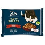 Felix Tasty Shreds s hovězím a kuřetem ve šťávě 4 x 80 g