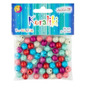 Korálky kulaté 10mm, 60ks - MRAMOR, mix barev