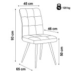 Židle jídelní, šedá látka v dekoru broušené kůže, černý kov