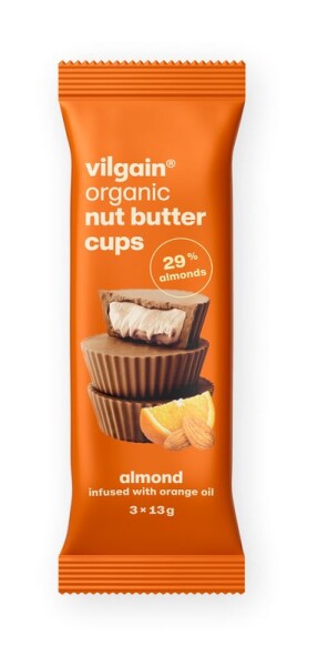Vilgain Nut Butter Cups BIO – 12× Mandle v pomerančovém oleji 39 g (3 x 13 g)