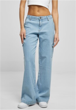 Dámské džíny High Waist Straight Denim Cargo modré