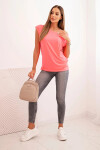Dámská blůza s odhaleným ramenem neonově růžová UNI