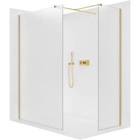 CERANO Sprchová zástěna Walk-in Onyx T L/P - 8 mm - hranatá vzpěra - zlatá, mléčné sklo - 100x100x200 cm