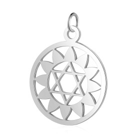 Přívěsek z nerezové oceli - čakra - srdeční - platinový - 22,5 x 19 x 1 mm - 1 ks