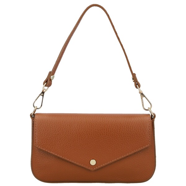 Luxusní dámská kožená kabelka na rameno Zinta, koňaková