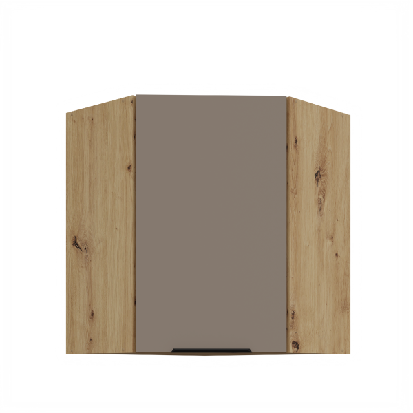 Horní rohová skříňka Aria 60x60 GN-72 1F (45°) Barva korpusu: Dub artisan, Barva dvířek: TA - Sandgrau AFM