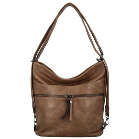 Trendy dámský koženkový kabelko-batoh Kavya, tmavě béžový